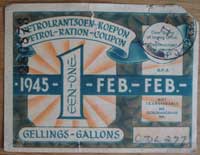 1945 - Oorlogstyd PetrolRantsoen Koepon - Wartime Petrol Ration Coupon